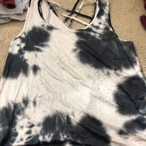 black and white tie dye tank top
